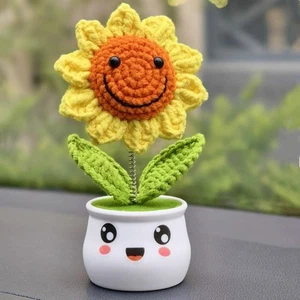 Crochet Sunflower Gifts for Women, Yellow sunflower-S-1, Green + -S - Picture 1 of 9