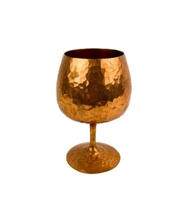 Vintage Handmade Hammered Copper Goblet/Wine Glass/Snifter, Polished, Mexico - Picture 1 of 18