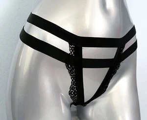 Mutandine sfacciate nuove con etichette Victorias Secret Luxe Lingerie aperte a fascia con spalline M - Foto 1 di 6