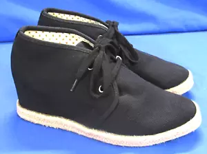ALDO Hailadia BLACK CANVAS Lace-Up Espadrilles HIDDEN WEDGE Shooties Booties 6.5 - Picture 1 of 8