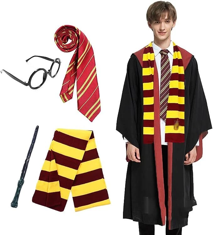 Harry Potter Halloween Cosplay Costume Adult Kids Magic School Uniform with Wand - Image 1 of 4