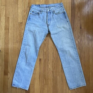 Levis 501 Jeans Mens 30 X 30 Blue Denim Button Fly Straight Leg Distressed - Picture 1 of 15