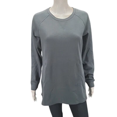 Denim Co Active Lush Lined Jersey Tunic Pullover w Side Zippers Small Size Gray - Image 1 of 4
