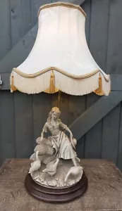 Beautiful Decorative Vintage Young Lady Feeding Geese Figurine Table Lamp Light - Picture 1 of 14