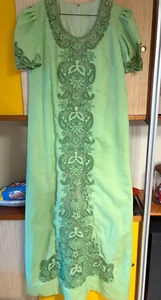 Vintage VTG 70s Boho Hippie floral paisley embroidered maxi dress L - Picture 1 of 7
