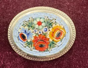 Antike italienische Mikro Glas Mosaik Blume Brosche Anstecknadel. C1067 - Bild 1 von 4