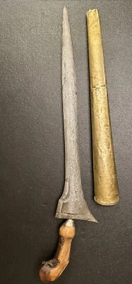 Antiguo Keris, Kris - Kris Sumatra Madera, Cuchillo, Daga, Acero Damasco Foto 1 de 4