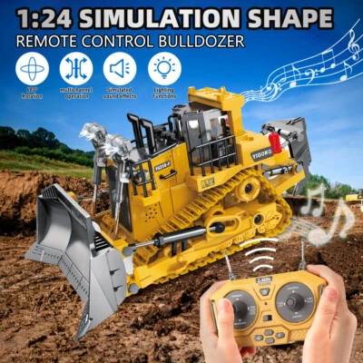 9CH RC Bulldozer Truck Remote Control Kids Construction Toys with Lights & Sound - Image 1 of 4