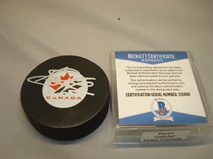Disco de hockey autografiado por el equipo firmado por Ryan Getzlaf Canadá Beckett certificado de autenticidad BAS 1A - Imagen 1 de 3