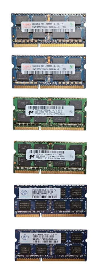6 Ram Memory Sticks 2GB Иупіх 2GB-Micron 2GB-NANYA 2GB  - Image 1 of 4