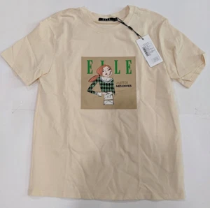 NWT Elle Women's T-Shirt "La Liste De Mes Envies" (3D Logo, Beige, Medium) - Picture 1 of 4