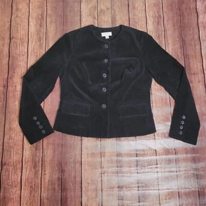 Isaac Mizrahi x Target Womens Blazer S Black Corduroy 5 Button Front Collarless - Picture 1 of 11