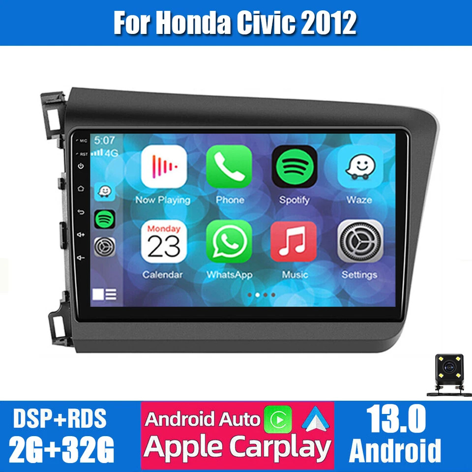 Android 13 For Honda Civic 2012 Car GPS Navi Stereo Radio WIFI Wireless Carplay - Image 1 of 4