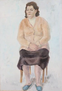 Pintura gouache original vintage retrato mujer - Imagen 1 de 15