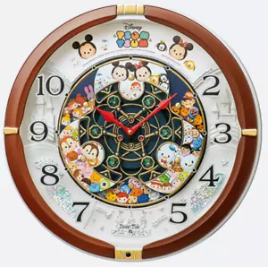 Disney Wall Clock Disney Tsum Tsum FW588B Karakuri Clock Blown Metalic - Picture 1 of 6