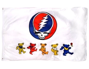 New GRATEFUL DEAD DANCING BEARS ROCK BAND 3x5ft FLAG superior quality US seller - Picture 1 of 4