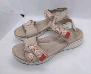 CLARKS AMANDA SPRINT Tan Suede Ankle Strap Open Toe Sandals Shoes Women' Size 6M - Picture 1 of 12