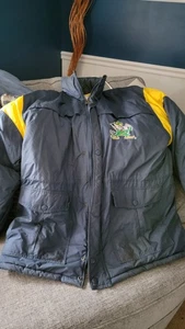 Vintage 90s Notre Dame Fighting Irish Sz Large Logo Athletic  Nylon Puffer Coat  - Picture 1 of 10
