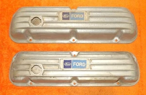 Vintage Japan 1962-95 SBF Ford 221 260 289 302 351W FINNED ALUMINUM VALVE COVERS - Foto 1 di 7