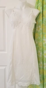 Vintage Sears Snow White Nylon Doesnt Slip Dress Full Shadow Panel 36 Tall - Picture 1 of 10