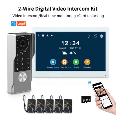 2-Wired Video Doorbell Intercom System,TUYA WiFi Smart Home Video Intercom Door - Image 1 of 4