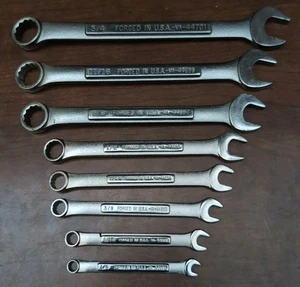 8 Stück Vintage Handwerker VA SAE Kombination Schraubenschlüssel Set 3/4”- 1/4” Sickerbilder - Bild 1 von 3