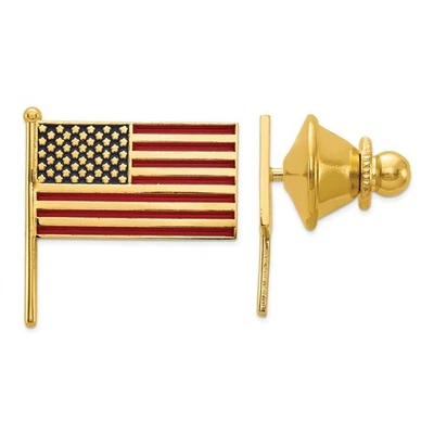14K Yellow Gold & Enamel U.S. Flag Lapel or Tie Pin, 18 x 19mm - Image 1 of 4