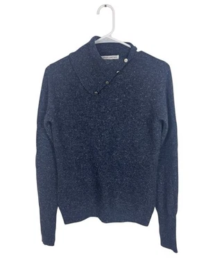 Suéter Otoño Cachemira Azul Moteado Cuello Simulado Pequeño 100% Cachemira Foto 1 de 4