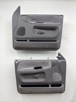 1994-1997 Dodge Ram Set Of Front Interior Power Door Panels OEM Gray - Image 1 of 4