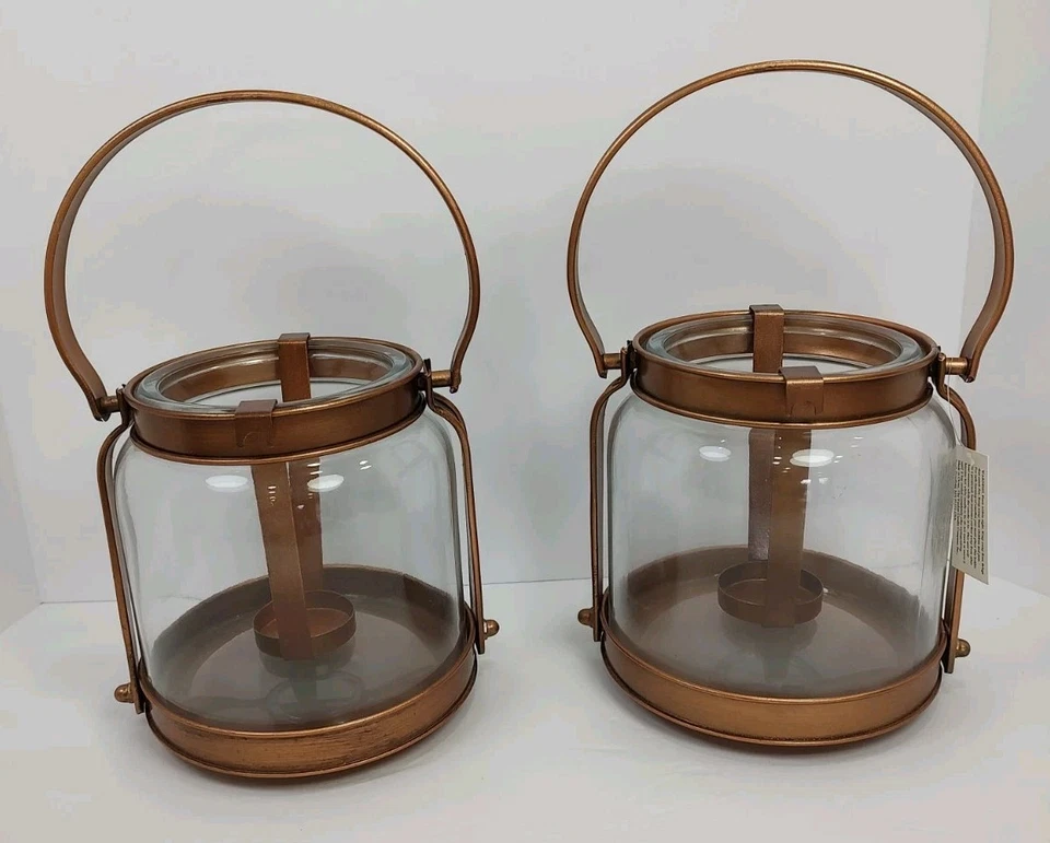 2 candelabros grandes Yankee candle estilo linterna de cobre casa de campo porche Foto 1 de 4