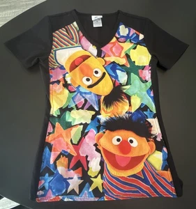 Sesame Street Bert and Ernie Scrub Top 50th Anniversary Size XS with Pockets - Picture 1 of 14