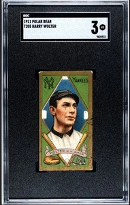Oso polar Harry Wolter 1911 T205 SGC 3 en muy buena condición Yankees de Nueva York - Imagen 1 de 2