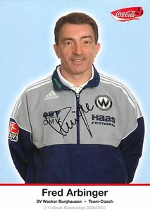 Biglietto autografo originale Fred Arbinger SV Wacker Burghausen - circa 11 cm x 15 cm - Foto 1 di 2