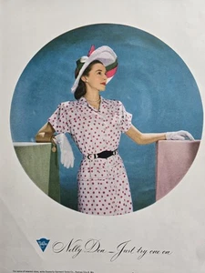Vestido de rayón crepé punto Nelly Don 1946 para mujer anuncio de moda vintage - Imagen 1 de 1