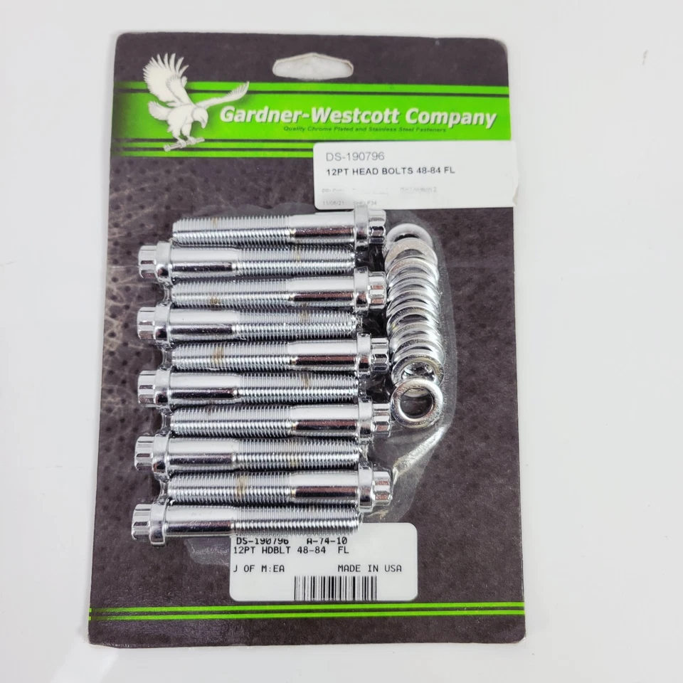 Kit de pernos de cabeza cromada de 12 puntos Gardner-Westcott - Harley-Davidson Big Twin 48-84 Foto 1 de 4
