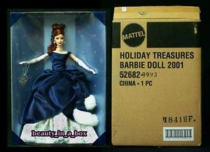 HOLIDAY TREASURES Barbie Doll 2001 Red Hair Blue Gown SHIPPER Barbie Collector . - Imagen 1 de 2