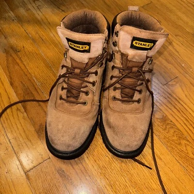 Botas de trabalho masculinas STANLEY - 11 biqueira larga de aço couro marrom antiderrapante e resistente a óleo - Imagem 1 de 4