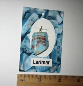 STERLINGSILBER 0,9" LARIMAR HÄMATIT STEIN DRAHT WICKEL ANHÄNGER DOMINIKANISCHE REPUBLIK - Bild 1 von 6