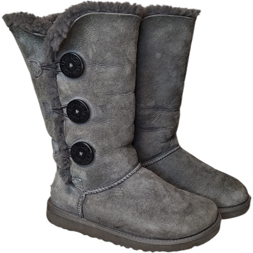 Stivali UGG donna Bailey Button Triplet II pelle di pecora grigio taglia 5 EU 36 pull on