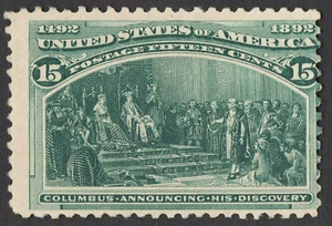 US Sc# 238 *UNUSED NG LH* { 15c ANNOUNCING DISCOVERY } BEAUTY COLUMBIAN OF 1893 - Picture 1 of 6