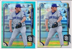 2X TREVOR MEGILL 2015 BOWMAN DRAFT CHROME #62 SKY BLUE & REFRACTOR 1ST RC LOT - Picture 1 of 2