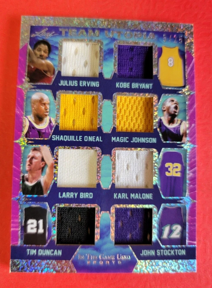 KOBE BRYANT LARRY BIRD MAGIC JOHNSON SHAQ MALONE STOCKTON DR J JERSEY CARD #5/25 - Image 1 of 3