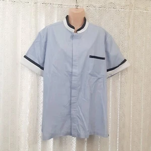 Styleworks Housekeeping Top Blouse Shirt Uniform Women XL Blue Band Neck - Picture 1 of 12