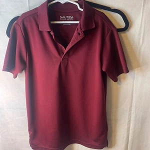 Nautica School Uniform Boy’s Short Sleeve Polo Burgundy Medium (10/12) - Picture 1 of 5