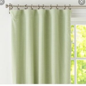 Pottery Barn Kids Green White Gingham Blackout Curtains Set of 3 44 x 63" 