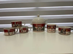 Vintage 90's Campbell's Soup Kids In Garden Tureen, Lid, Ladle, & 5 Mugs - Picture 1 of 6