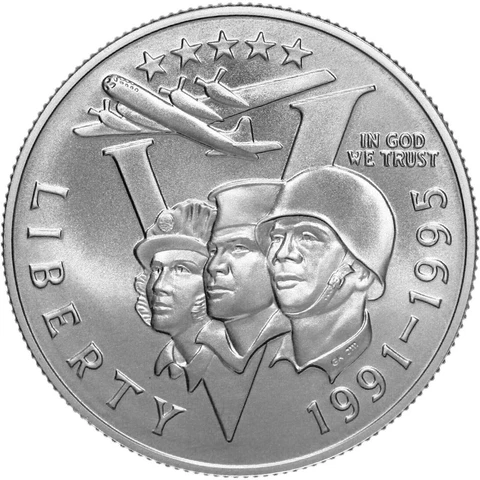1991-95 P WW II 50th Anniversary Young Collectors BU Commemorative Half Dollar Cover