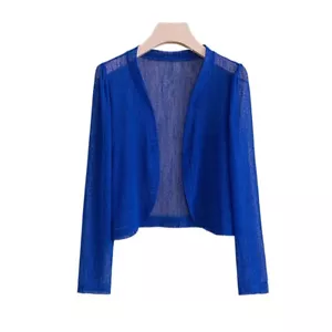 Women Sheer Jacket Cardigan Top Mesh Shrug Bolero Cropped Tops Capelet Coat Cape - Picture 1 of 22