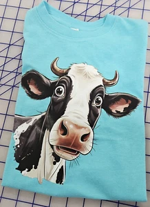 NEW " COW" AQUA RABBIT SKIN SHORT SLEEVE CHILDREN'S SIZE 4 T SHIRT - Picture 1 of 1