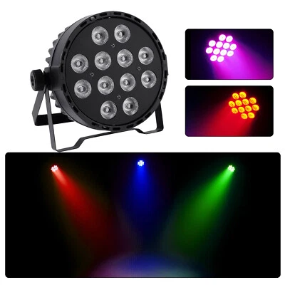 12 LED 120W RGBW PAR64 Light DMX DJ Stage Light 4IN1 Color Mixing Wash Effect US - Image 1 of 4